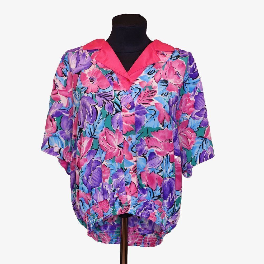 Vintage 1980s Floral Blouse Sz 12